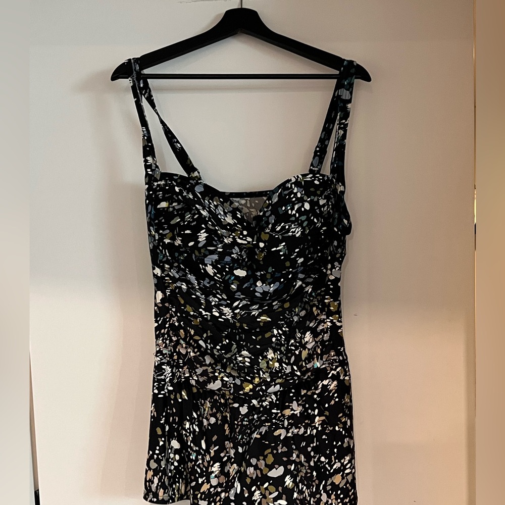 Floral Women's one peice swimsuit skirt effect